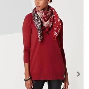 J. Jill Sweater Tunic XLP Red Effortless Long Sleeve Knit